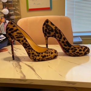39.5 Christian louboutin Pony Hair Leopard Print Filo 120 Pumps